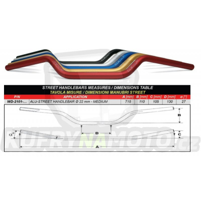 Řidítka WRP střední červená-2101-003- výprodej