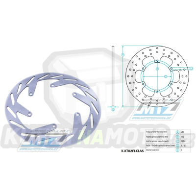 Kotouč brzdový (260/127/6D) - KTM SX+SXF+GS+MXC + KTM LC4 + Husqvarna FC+TC + Husaberg FC (bez otvoru pro magnet.sensor)