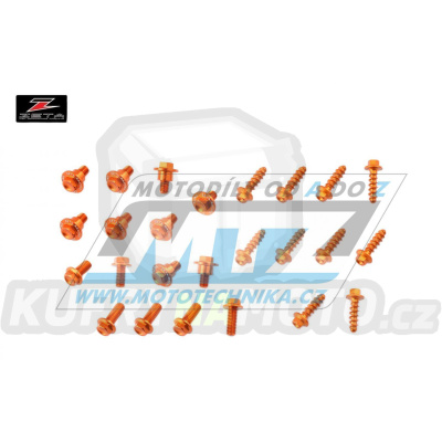 Sada šroubů na plasty - ZETA ZE88-5843 - KTM 125SX+150SX + 250SXF+350SXF+450SXF / 16-18 + 250SX / 17-18 + 125EXC+250EXC+300EXC + 250EXCF+350EXCF+450EXCF+500EXCF / 17-19 - oranžové