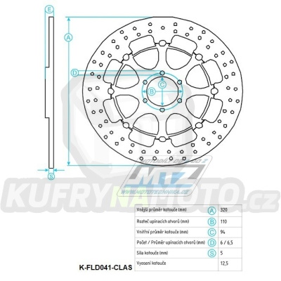 Kotouč brzdový plovovoucí nerezový (320/94/6D) kulatý desing - Honda CBR1000RR Fireblade / 06-07 + VTR1000SP1 / 00-01+VTR1000SP2 / 02-04