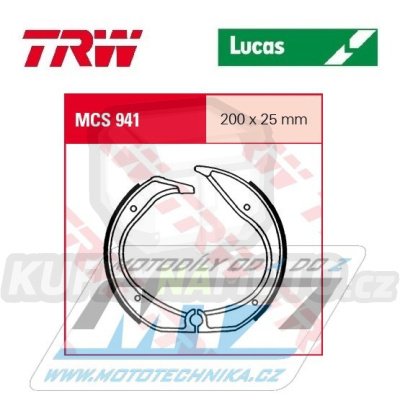 Brzdové obložení (brzdové pakny) TRW Lucas MCS941 - BMW R45 + R65 + R65G/S + R65GS + K75C + R80 + R80G/S + R80GS + R80GS Paris Dakar + R80GS/2 + R80RT + R80RT/2 + R80ST + R100 + R100CS + R100RS + R100RT