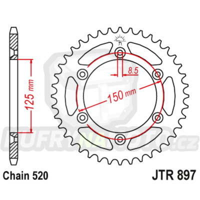 Řetězová rozeta CF MOTO 800 MT/Explore 2023-2024 42 zubů, řetěz 520 -akce