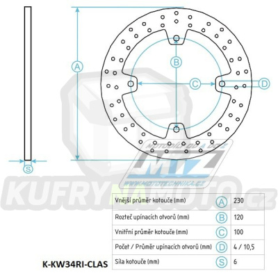 Kotouč brzdový (230/100/4D) - Kawasaki ZX12R / 00-06+ZX6R / 95-97