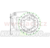ocelová-nerezová rozeta pro sekundární řetězy typu 520, SUNSTAR (44 zubů)