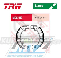 Brzdové obložení (brzdové pakny) TRW Lucas MCS980 - LML-Vespa Star Deluxe 125 + NV150 + T5 150 + NV200 + 200 T5 + Piaggio PX80E + Vespa PK50S, XL + PK50XL2 + PK80 + PK125 + PX125 + PX150 + PX200