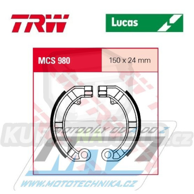 Brzdové obložení (brzdové pakny) TRW Lucas MCS980 - LML-Vespa Star Deluxe 125 + NV150 + T5 150 + NV200 + 200 T5 + Piaggio PX80E + Vespa PK50S, XL + PK50XL2 + PK80 + PK125 + PX125 + PX150 + PX200