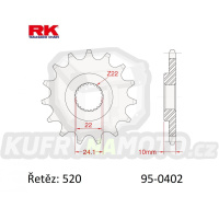 Kolečko řetězové (pastorek) 0402-15zubů RK - BMW F650+F650 Dakar+Funduro + F650ST Strada + G650GS+650 Xchallenge+650 Xcountry+650 Xmoto + Aprilia 650 Pegaso+125 Tuareg+250 Tuareg+125ETX+350ETX + Husqvarna TR650 Terra+Strada + Bombardie