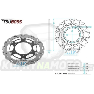 Kotouč brzdový plovovoucí nerezový (320/127/6D) zubatý desing - KTM 690 Supermoto / 07-09 + 690 SMC / 08-13 + 660SMC / 03-08 + KTM 450SMR+525SMR+530SMR+560SMR + + 640 LC4 + 620SC+625SMC+660SMC + 640 Duke+620 Duke