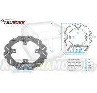 Kotouč brzdový (220/112/4D) zubatý desing WAVE - Husqvarna CR125+CR250 + TC250+TC410+TC450+TC510+TC570+TC610 + TE250+TE450+TE510+TE410+TE610 + WR125+WR250+WR300 + WRE125+SM125 + SMR400+SMR450+SMR570+SM610