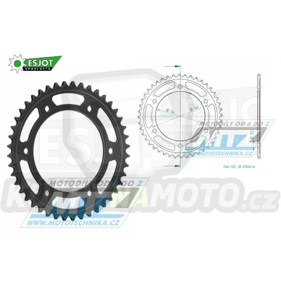 Rozeta ocelová (převodník) 1307-44zubů ESJOT 50-29026-44 - Honda CBR600F / 01-07 + CBR600FS Sport / 01-02 + CBR600R / 09-20 + CBR600RA + CBR600RR / 03-20 Řetězová rozeta JT JTR 1307-44 44 zubů, 525 - akce