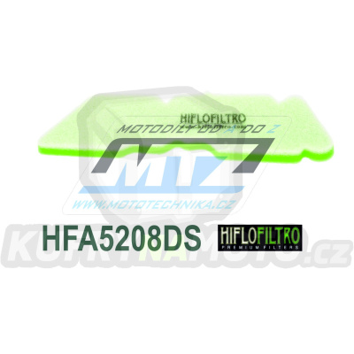 Filtr vzduchový HFA5208DS (HifloFiltro) - Aprilia 50 Moijto Custom+50 SR Motard 2T + Derbi 50 Atlantis O2 2T+50 GP1 + Gilera 50 DNA+50 Ice + Italjet 50 Jet Set + Piaggio 50 Diesis + 50 Fly 2T + 50 Liberty 2T + 50 NRG + 50 Vespa Primavera 2T