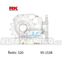 Kolečko řetězové (pastorek) 1538-15zubů RK - Kawasaki Z750 + Z750R + Z750S + Z800 + Z800e + Z800 Sugomi Edition