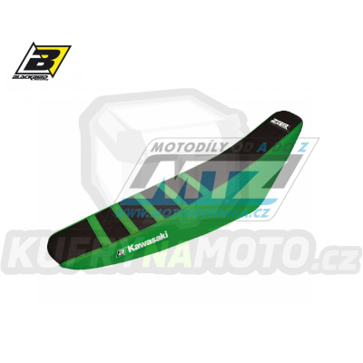 Potah sedla Kawasaki KXF250 / 09-12 + KXF450 / 09-11 - barva černo-zelená - typ potahu ZEBRA