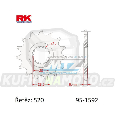 Kolečko řetězové (pastorek) 1592-14zubů RK - Yamaha YFZ450R+YFZ450X + YFM700R + YFM700 Raptor