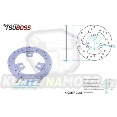 Kotouč brzdový (174/53/3D) - Honda TRX250 + TRX300 + TRX400 + TRX450 + TRX700