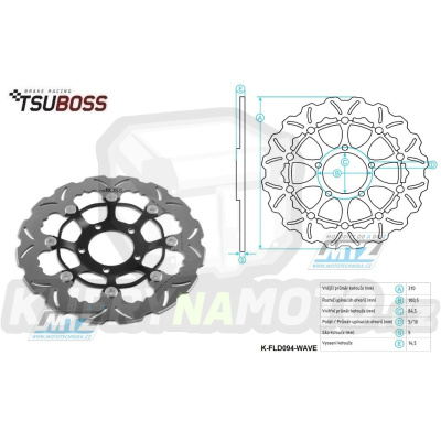 Kotouč brzdový plovovoucí (310/84,5/5D) zubatý desing - Triumph Daytona600 / 03-04 + SpeedFour / 02-05+TT600 / 00-03 + Daytona675 / 06-13+Street triple675 / 08-12