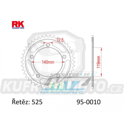 Rozeta ocelová (převodník) 0010-44zubů RK - BMW F750GS+F850GS+F900R+F900XR / 18-20 + S1000RR / 19-20