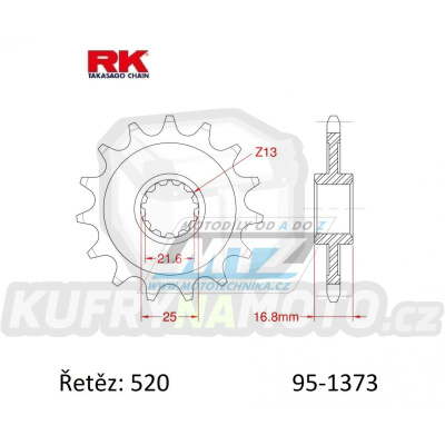 Kolečko řetězové (pastorek) 1373-16zubů RK - Honda CT700 + CTX700 + NC700 + NC750 + 750 ADv + 750X-Adv