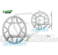 Rozeta řetězová (převodník) Dural 0808-54zubů ESJOT 51-32041-54 - barva stříbrná - Suzuki RM125 / 80-11+RM250 / 82-12+RMX250 / 89-00+RMZ250 / 07-20+RMZ450 / 05-20+RMX450Z / 10-19+DRZ250 / 01-07+DR350 / 96-99+DRZ400S / 00-20+DRZ400E / 00-07 + Kawasaki