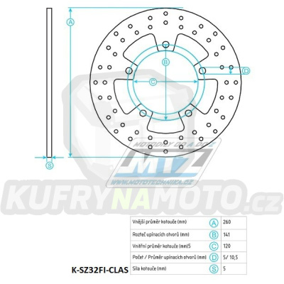 Kotouč brzdový (260/121/5D) - Suzuki Burgman250 / 03-06+Burgman400 / 03-15+Burgman650 / 04-20