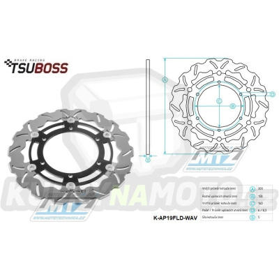 Kotouč brzdový nerezový (300/140/6D) - zubatý design - Aprilia ETV1000 Caponord / 01-07