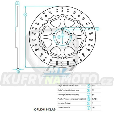 Kotouč brzdový plovovoucí (300/64/5D) - kulatý design - Suzuki RGF125 Gamma / 92-94+RGV250Gamma / 91-97+GSX750 / 97-03+VZ800 MARAUDER / 96-04