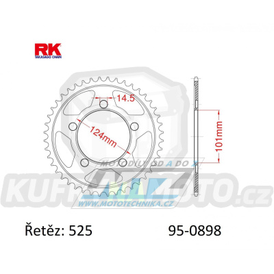 Rozeta ocelová (převodník) 0898-41zubů RK - KTM 950 LC8 Supermoto + 990 Supermoto + 990 SMR + 990 SMT + 990 Superduke + 1190 RC8 + 1190 RC8 R