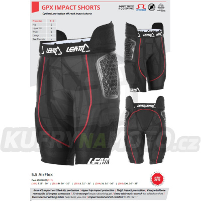 LEATT kraťasy s chráničem IMPACT SHORTS GPX 5.5 AIRFLEX black barva černá velikost XL