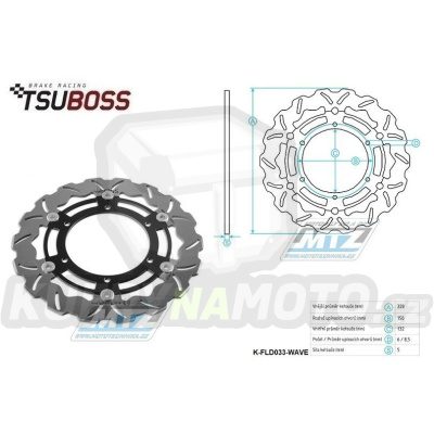 Kotouč brzdový plovoucí (320/132/6D) zubatý desing - Yamaha YZF-R7+XVS950 Midnight Star + FJR1300