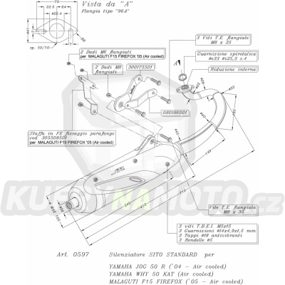 Výfuk Leo Vince Yamaha JOG R 50 air cooled 2004 > SITO LVKN1145-0597