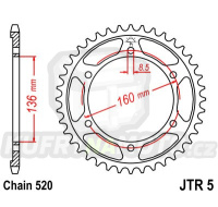 Řetězová rozeta APRILIA 650 ie (01-04);650 Factory (07-10);650 Garda (98-00);650 ie Garda (01-04);650 Tundra (07-08)  45 zubů, řetěz 520 - akce