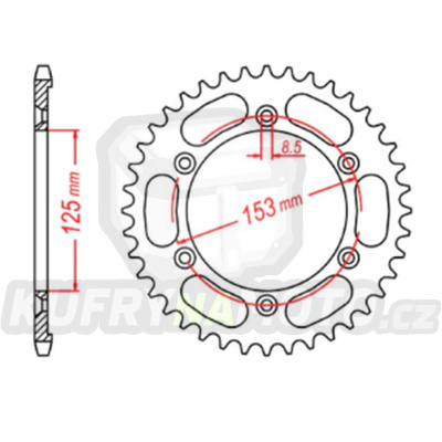 Řetězová rozeta JT JTR 1258-54 54 zubů, 428 HONDA 125 XR 125 L 2003-2008  – akce