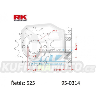 Kolečko řetězové (pastorek) 0314-16zubů RK - Honda XRV750 Africa Twin / 90-03