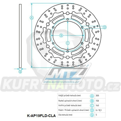 Kotouč brzdový nerezový (300/140/6D) - kulatý design - Aprilia ETV1000 Caponord / 01-07