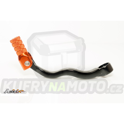 ACCEL páčka páka řadící KTM SXF250 '06-'12, EXCF250 '07-'08, EXC250/300 '05-'16, SX250 '05-'16, HUSABERG, HUSQVARNA ALUM.černá, koncovka oranžová