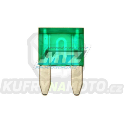 Pojistka nožová - 30A 12V (barva zelená) - provedení MINI