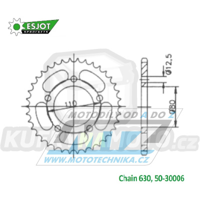 Rozeta ocelová (převodník) 30006-42zubů ESJOT 50-30006-42 - Honda CBX1000ZA CB1 SC03 / 78-79