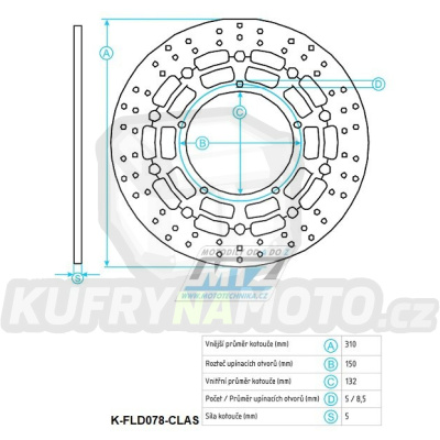 Kotouč brzdový plovovoucí nerezový (310/132/5D) kulatý desing -Yamaha YZF-R6+FZ800Fazer+YZF-R1+XTZ1200Super Tenere