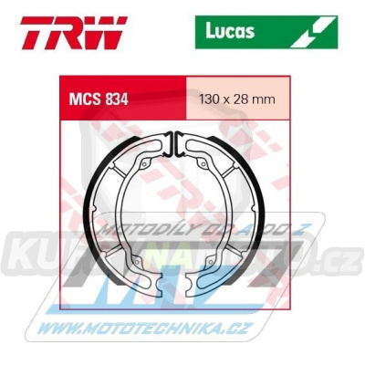 Brzdové obložení (brzdové pakny) TRW Lucas MCS834 - SYM Shark 50 + Euro MX 125 + HD125DT + Megalo 125 + Shark 125 + Tonic 125 + VS125 + Shark 150