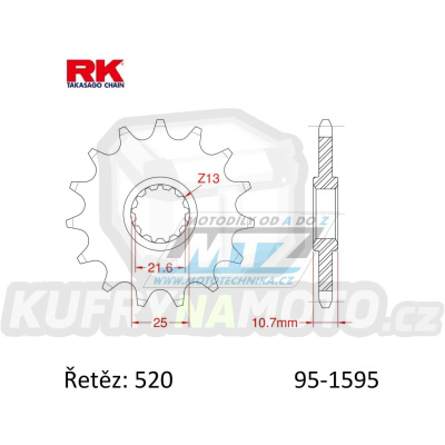 Kolečko řetězové (pastorek) 1595-16zubů RK - Yamaha FZ6R + XJ6 + FZ1