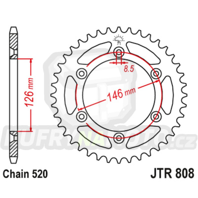 Řetězová rozeta SUZUKI RM-Z 250 2021-2024 50 zubů, řetěz 520 - akce