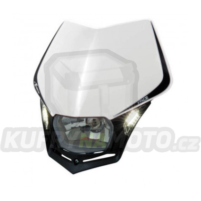 Maska na moto RTECH V-FACE LED černo/bílá