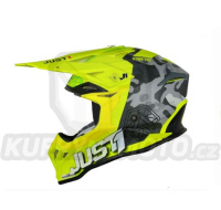 Moto přilba JUST1 J39 KINETIC matná camo červeno/limetkovo/fluo žlutá