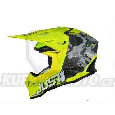 Moto přilba JUST1 J39 KINETIC matná camo červeno/limetkovo/fluo žlutá