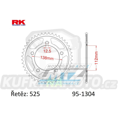 Rozeta ocelová (převodník) 1304-38zubů RK - Honda CBF500 + CB600F Hornet + CBF600 + CBR600 + CB650R + CBR900RR Fire Blade + VT750C Shadow + XL1000V Varadero