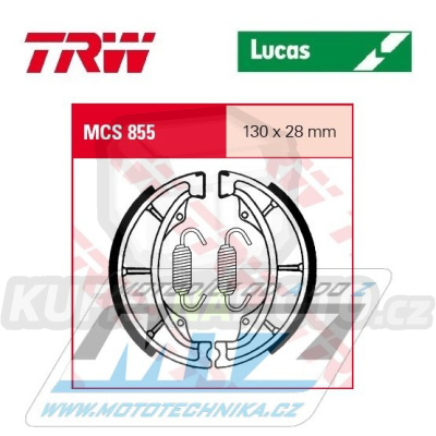 Brzdové obložení (brzdové pakny) TRW Lucas MCS855 - Honda CR60F + CRF70 + XR70 + CRF80 + XR80R + CRF100 + Hyosung GA125 Cruise I + GA125F Cruise II Classic + GF125 Speed + GS125 + GV125 Aquila + GV125 M Aquila Classic + GV250 Aquila ...