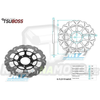 Kotouč brzdový (320/78/5D) - zubatý design - Triumph Speed Triple 1050R +  Speed Triple 1050R ABS / 12-14