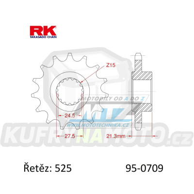 Kolečko řetězové (pastorek) 0709-16zubů RK - Aprilia 750 Dorsoduro / 07-16 + 750SL Shiver / 07-16 + 900 Dorsoduro / 17-20 + 900 Shiver / 17-20 + 1200 Dorsoduro V4R / 11-16