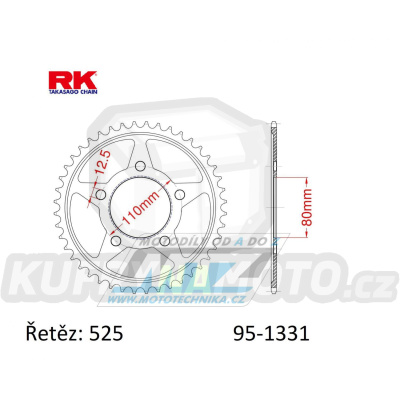 Rozeta ocelová (převodník) 1331-42zubů RK - Honda CRF1000L Africa Twin / 16-19 + CRF1000A Africa Twin + CRF1100L Africa Twin / 2021 + CRF1100L Africa Twin Adventure Sports DCT