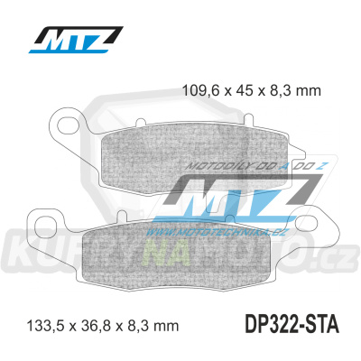 Destičky brzdové DP322-STA - směs Standard